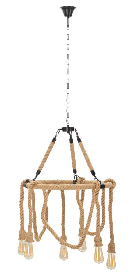 Pendelleuchte Seil Braun Schwarz 90 cm – Hängelampe