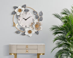 Wanduhr Blätter Bunt 64 cm – Uhr Wohnzimmer
