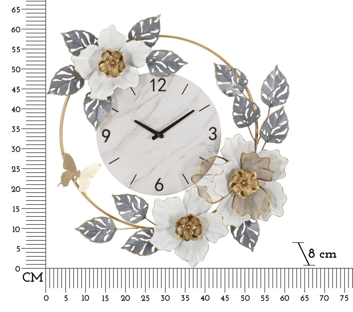 Wanduhr Blätter Bunt 64 cm – Uhr Wohnzimmer