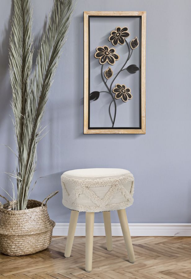 Wandpaneel Blumen Girish Braun Schwarz 30×60 cm A – Wanddeko