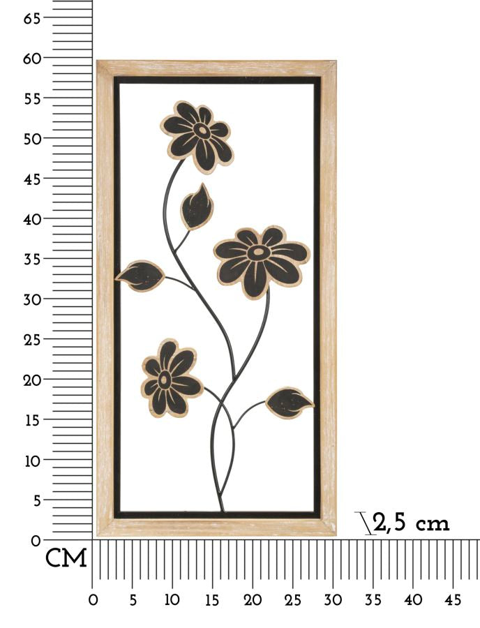 Wandpaneel Blumen Girish Braun Schwarz 30×60 cm B – Wanddeko