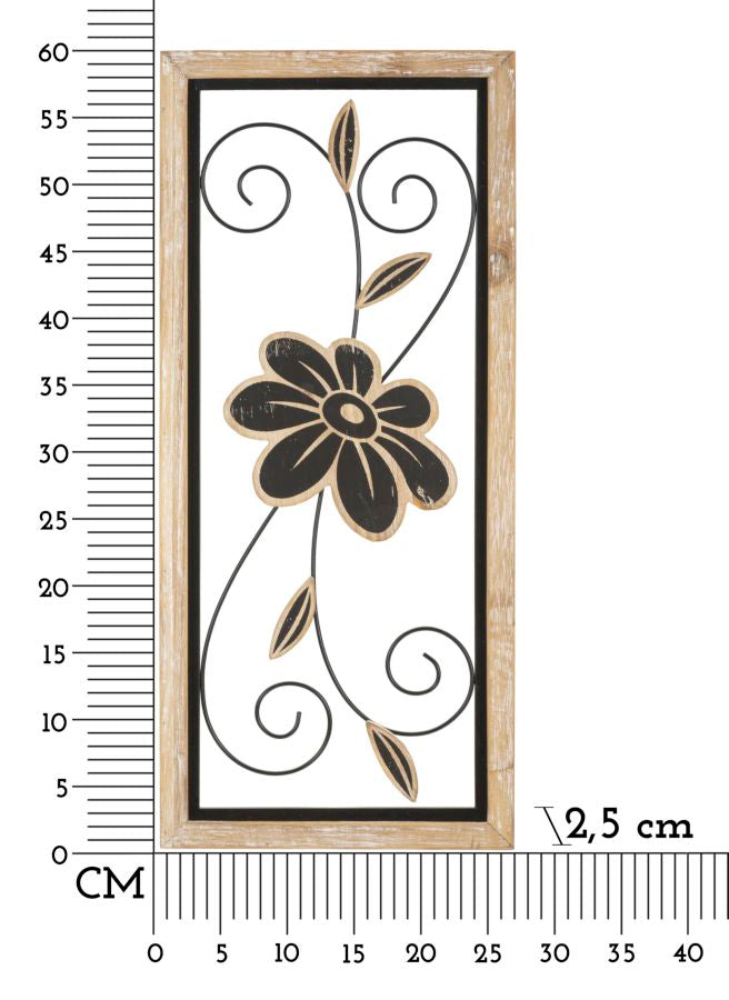 Wandpaneel Blumen Koman Braun Schwarz 26×60 cm A – Wanddeko