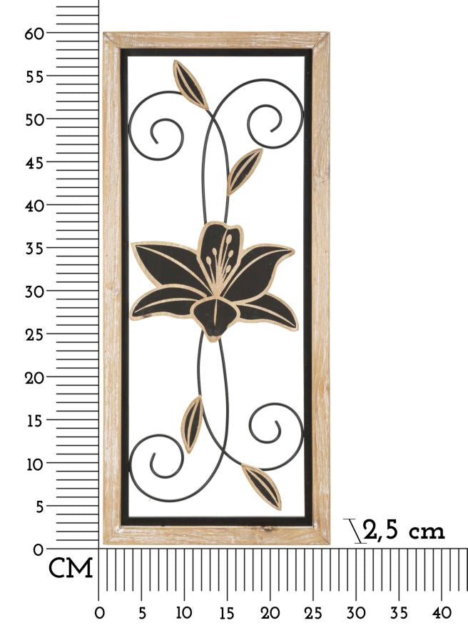 Wandpaneel Blumen Koman Braun Schwarz 26×60 cm B – Wanddeko