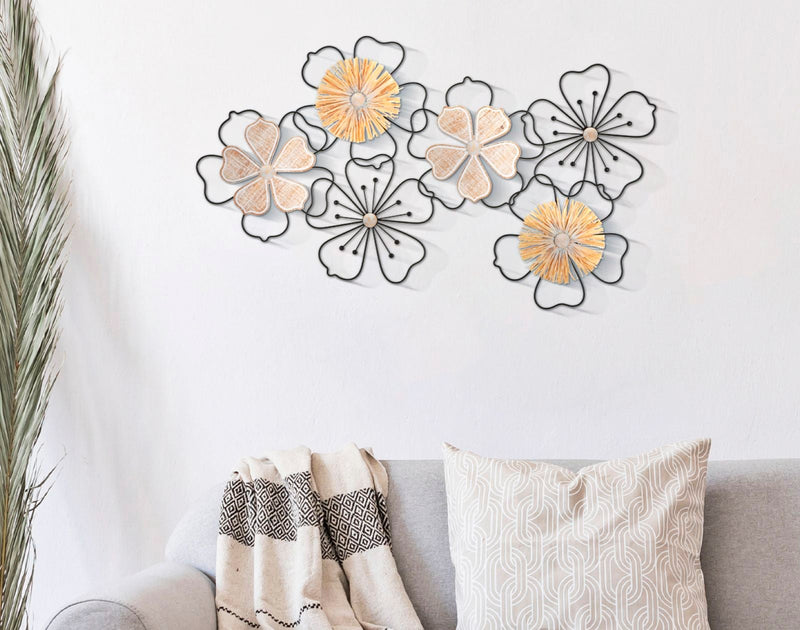 Wandpaneel Blumen Braun Schwarz 42 cm – Wanddeko