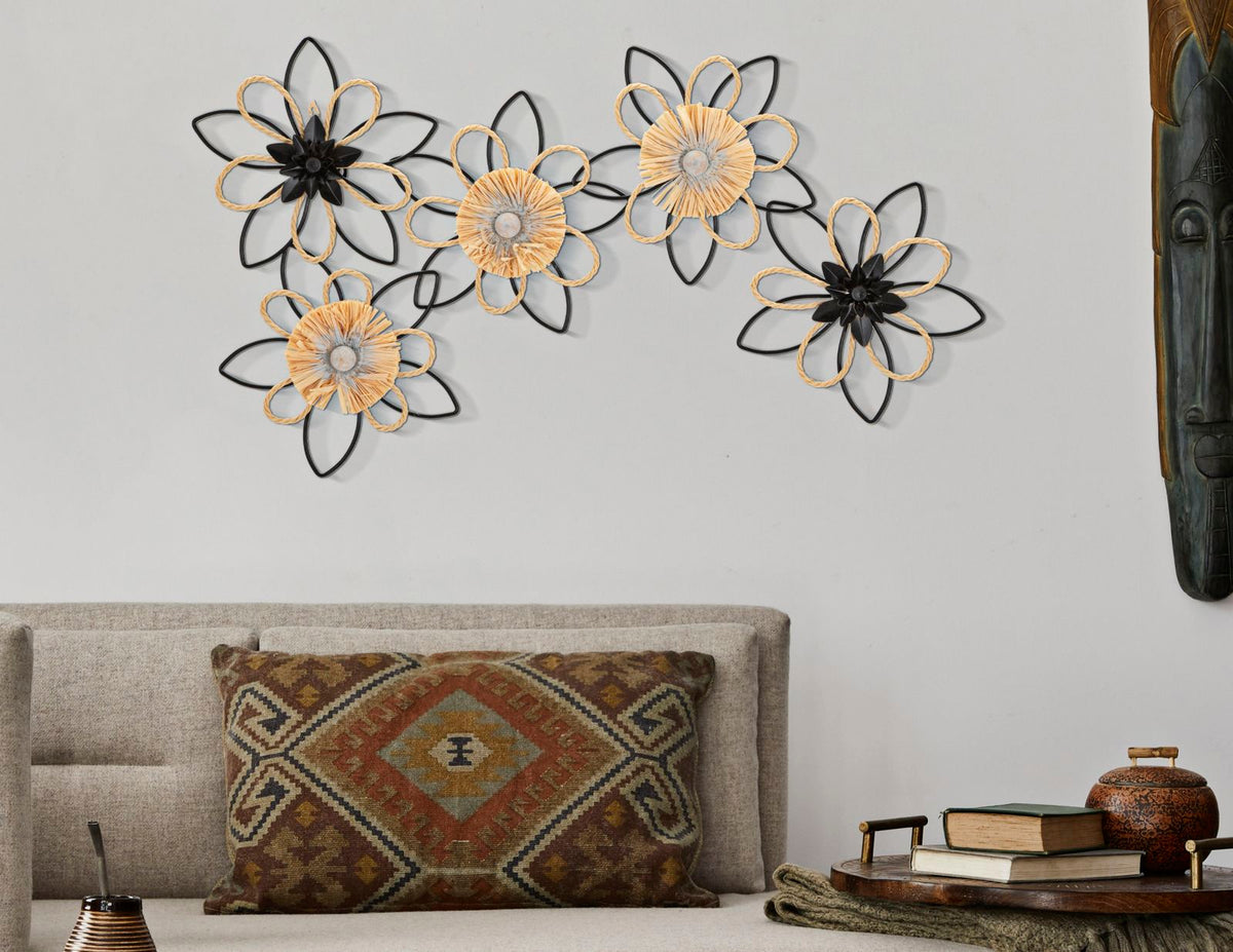Wandpaneel Blumen Braun Schwarz 35 cm – Wanddeko