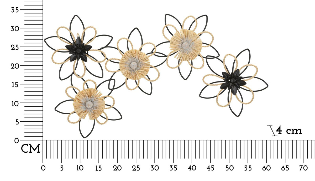 Wandpaneel Blumen Braun Schwarz 35 cm – Wanddeko