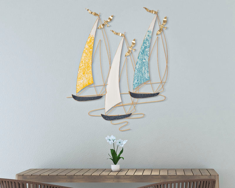 Wandpaneel Segelboote Möwen Bunt 97,8 cm – Wanddeko