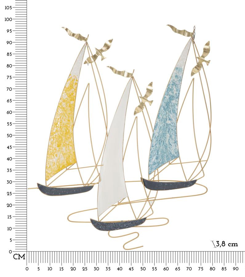 Wandpaneel Segelboote Möwen Bunt 97,8 cm – Wanddeko