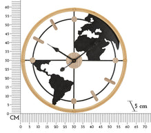Wanduhr Weltkugel Braun Schwarz 60 cm – Uhr Wohnzimmer