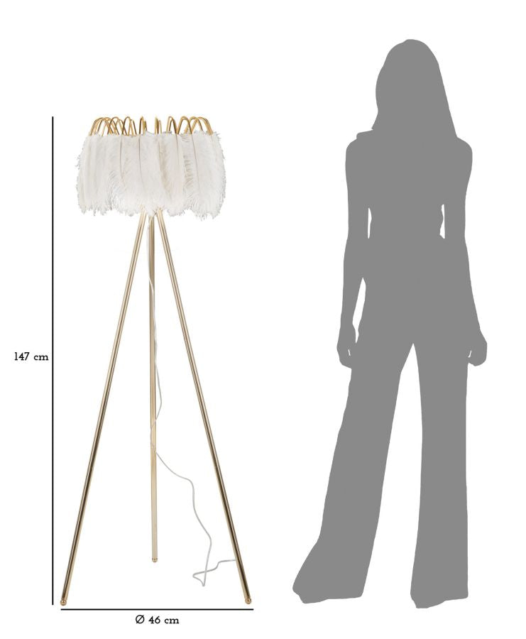Stehlampe Feder Gold Weiß 147 cm – Stehleuchte