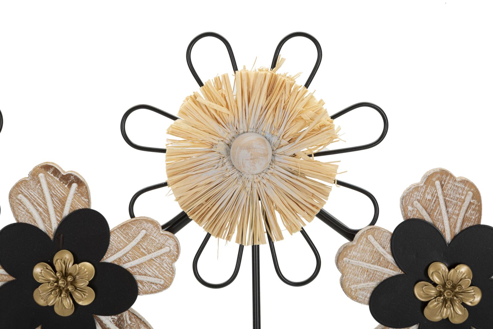 Garderobe Blumen Holz Rattan 5 Haken – Hakenleiste Flur