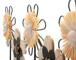 Garderobe Blumen Holz Rattan 5 Haken – Hakenleiste Flur
