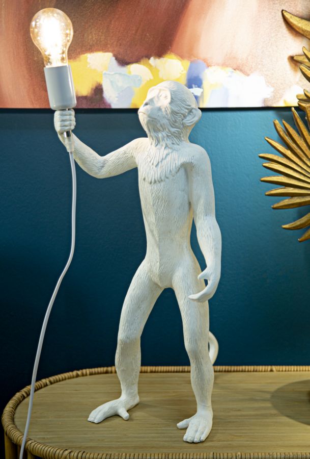 Tischlampe Affe Weiß 55 cm – Tischleuchte