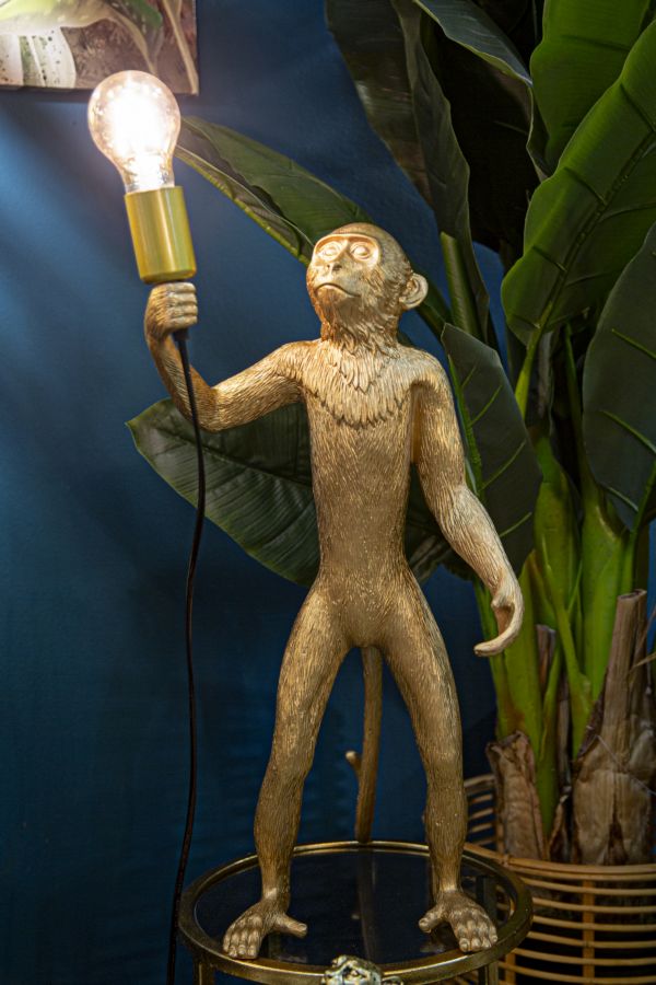 Tischlampe Affe Gold 55 cm – Tischleuchte