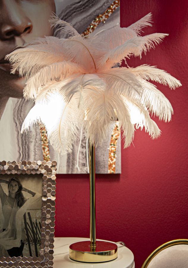 Tischlampe Palme Rosa Gold 55 cm – Tischleuchte