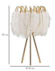 Tischlampe Feder Gold Weiß 60 cm – Tischleuchte