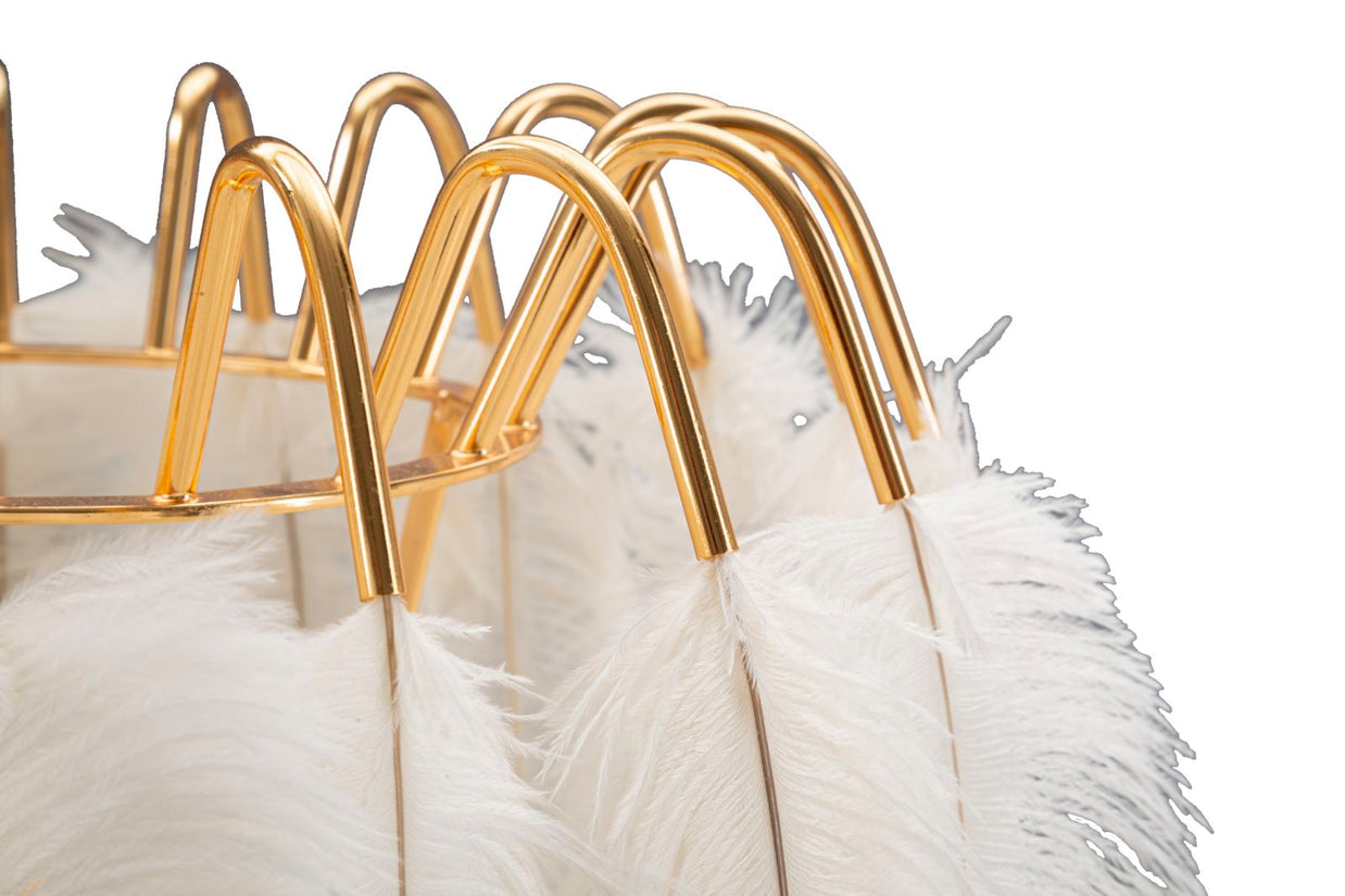 Tischlampe Feder Gold Weiß 60 cm – Tischleuchte