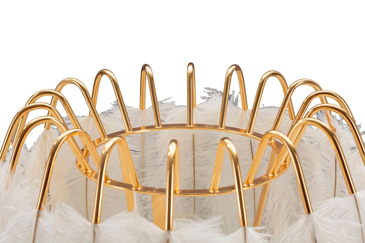 Tischlampe Feder Gold Weiß 60 cm – Tischleuchte