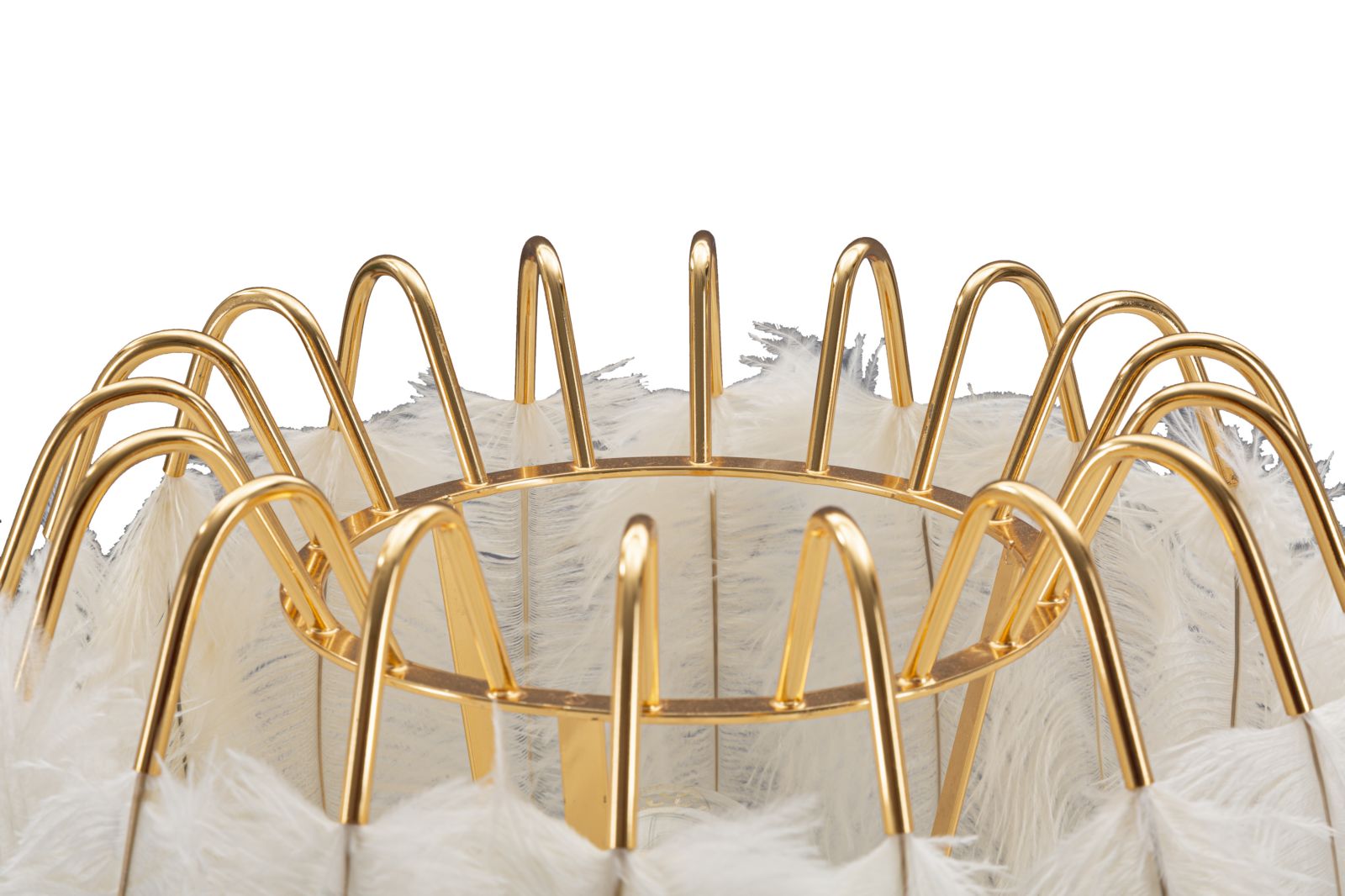 Tischlampe Feder Gold Weiß 60 cm – Tischleuchte