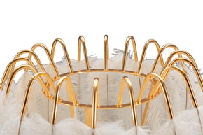 Tischlampe Feder Gold Weiß 60 cm – Tischleuchte