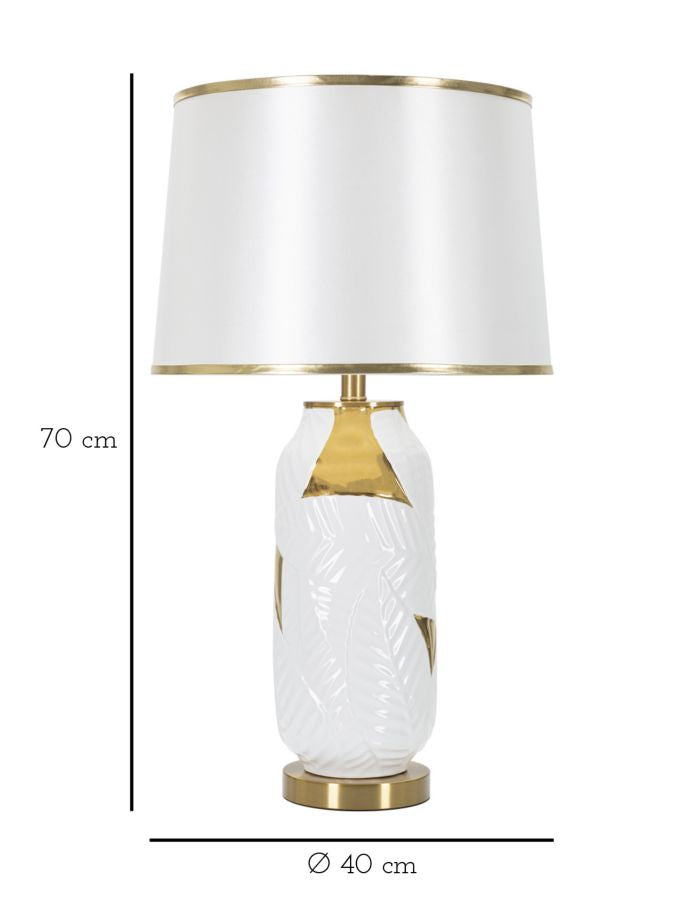 Tischlampe Gold Weiß 70 cm – Tischleuchte
