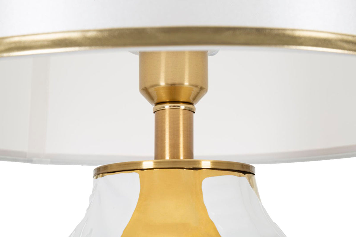 Tischlampe Gold Weiß 70 cm – Tischleuchte