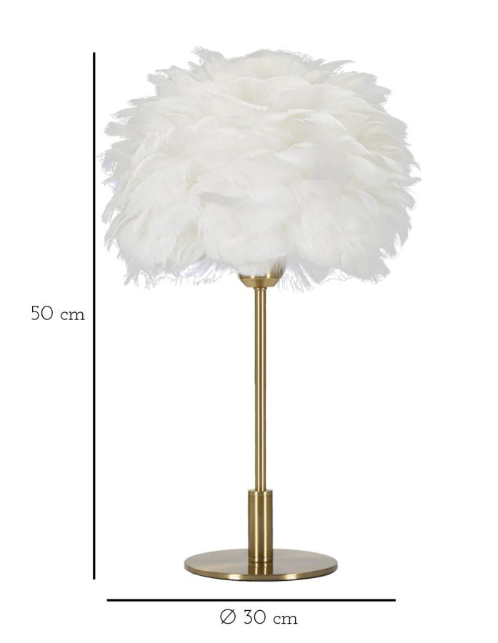 Tischlampe Feder Gold Weiß 50 cm – Tischleuchte