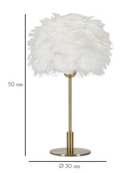 Tischlampe Feder Gold Weiß 50 cm – Tischleuchte