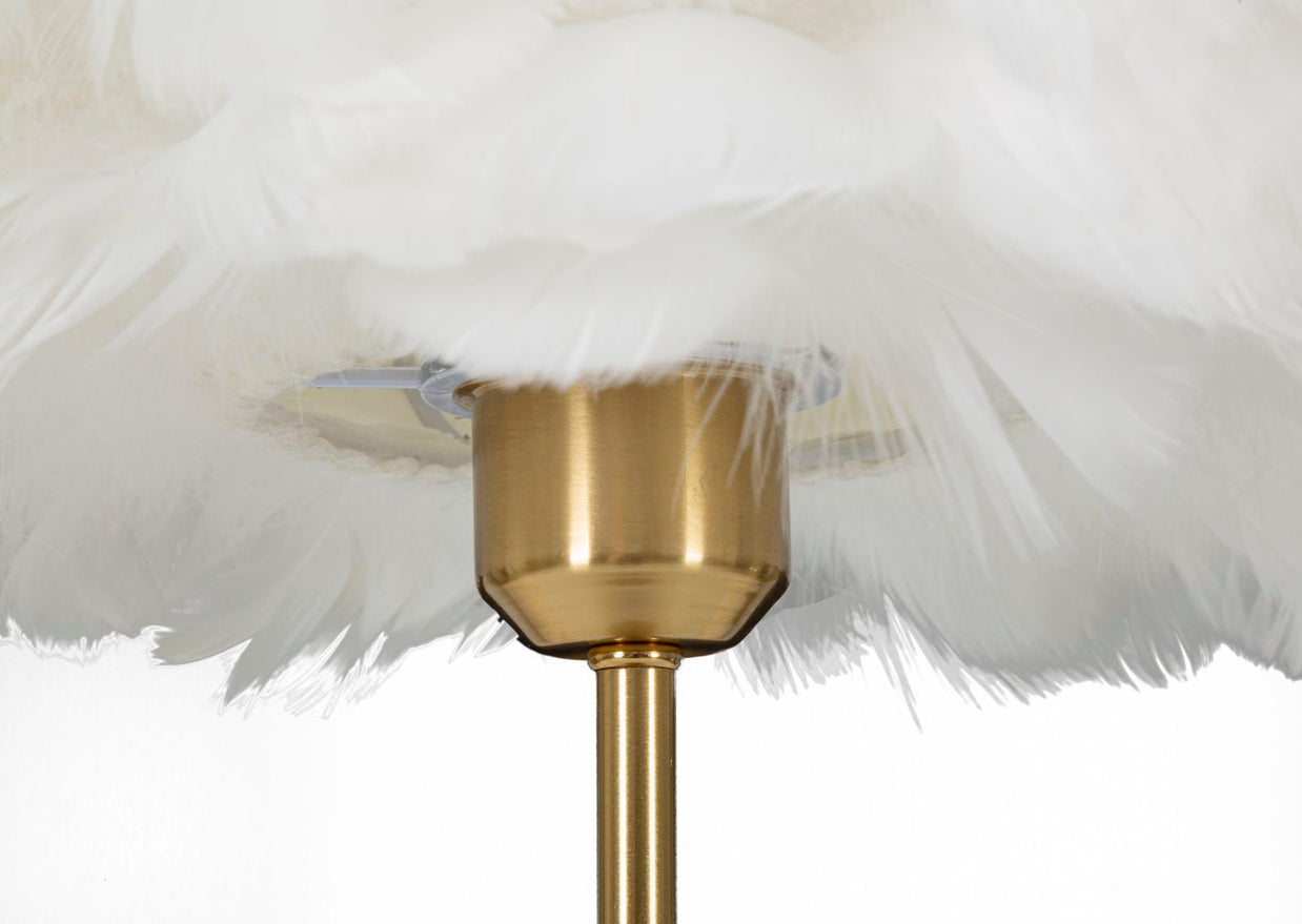 Tischlampe Feder Gold Weiß 50 cm – Tischleuchte