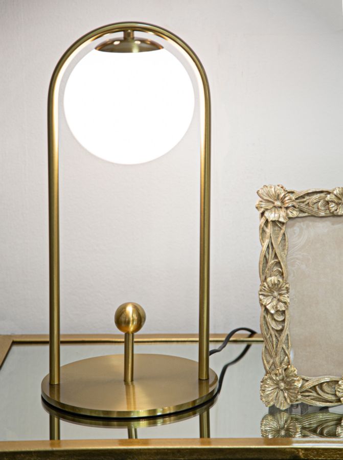 Tischlampe Arc A Gold Weiß 47 cm – Tischleuchte