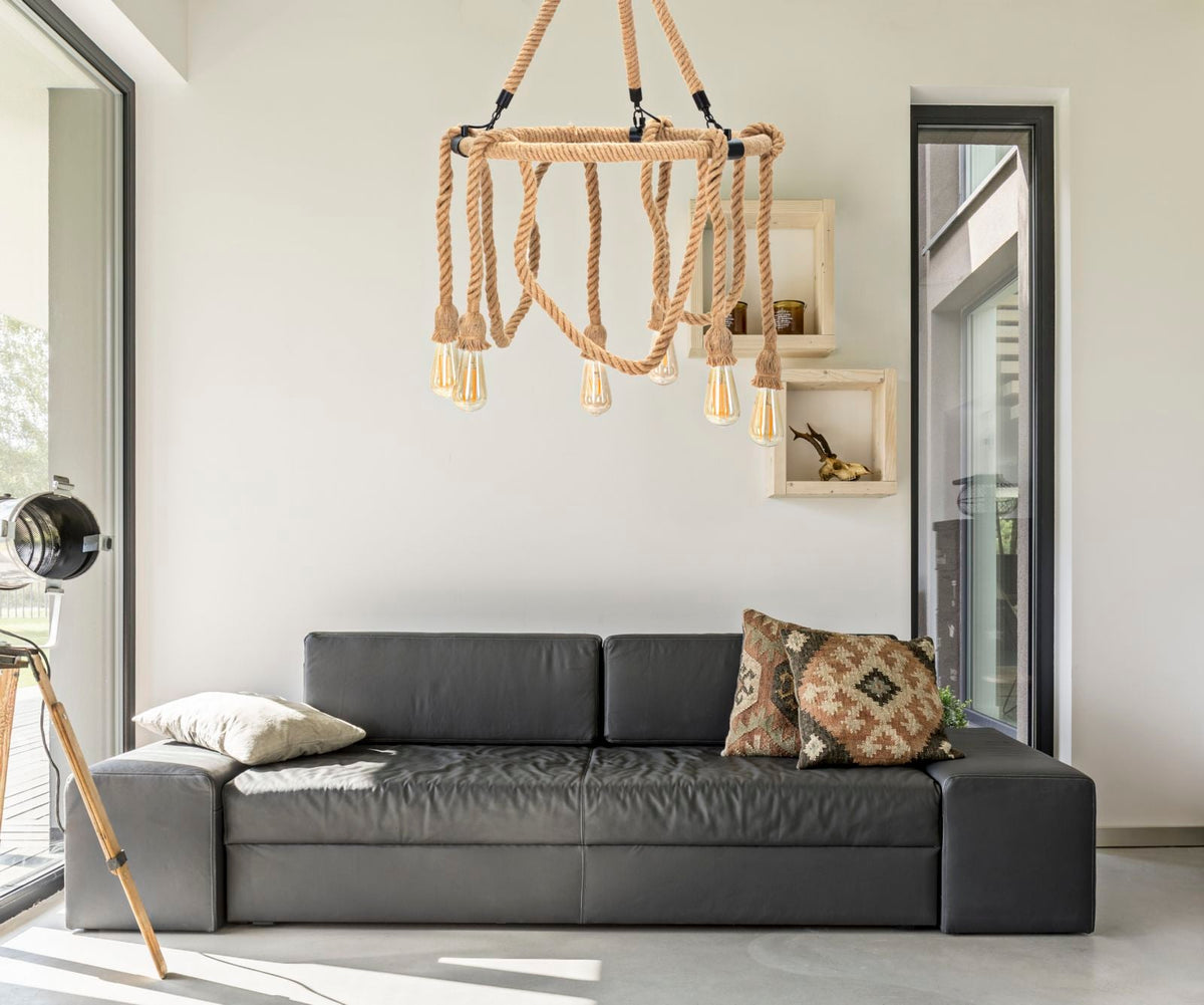 Pendelleuchte Seil Braun Schwarz 90 cm – Hängelampe
