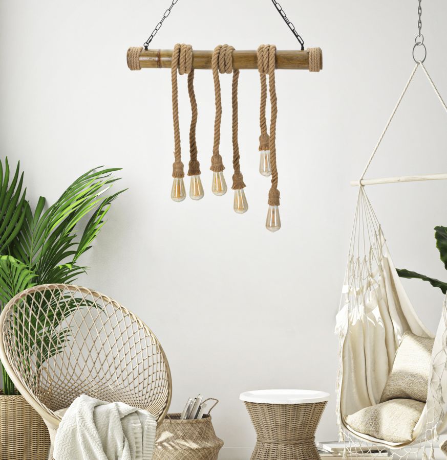 Pendelleuchte Bambus Braun 120 cm – Hängelampe