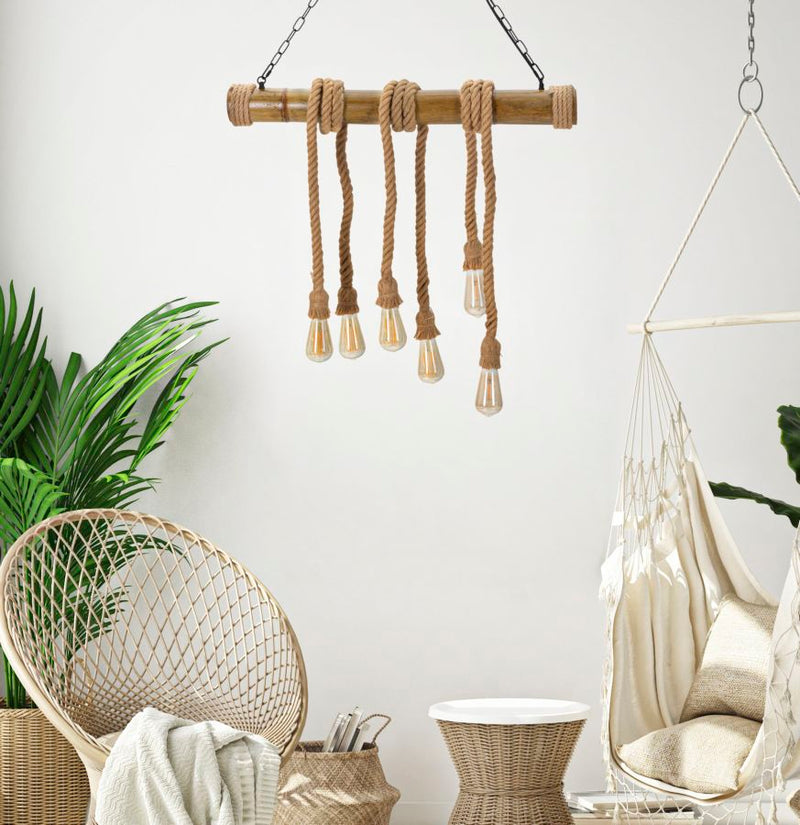Pendelleuchte Bambus Braun 120 cm – Hängelampe