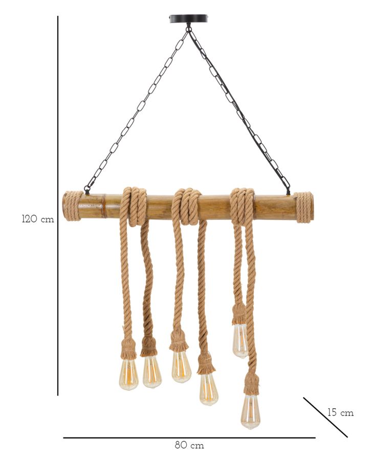 Pendelleuchte Bambus Braun 120 cm – Hängelampe