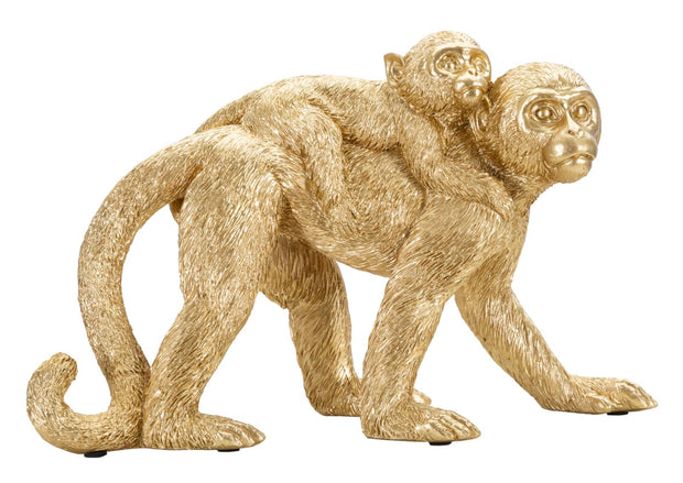 Affe Deko Mutter mit Jungem Gold – Dekofigur