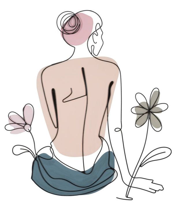 Wandpaneel Frau mit Blumen Bunt – Wanddeko