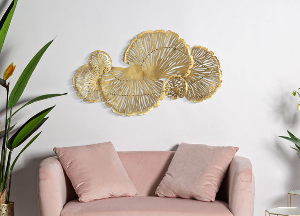 Wandpaneel Blumen Gold 64 cm – Wanddeko