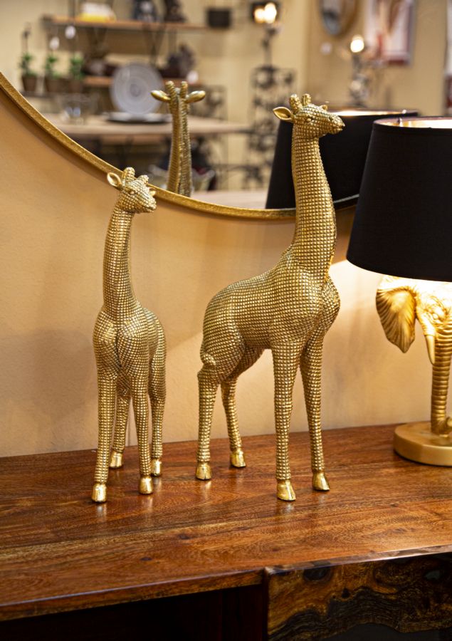 Dekofigur Giraffe Kariert Gold – Tierfigur