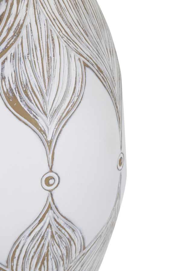 Tischlampe Oval Atene Weiß Braun 67 cm – Tischleuchte