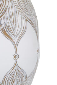 Tischlampe Oval Atene Weiß Braun 67 cm – Tischleuchte