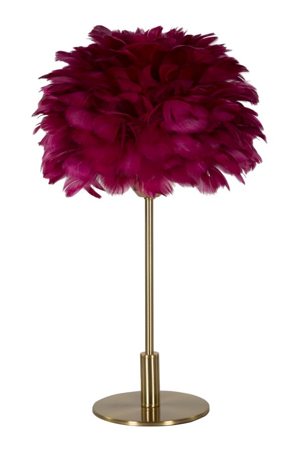 Tischlampe Feder Gold Bordeaux 50 cm – Tischleuchte