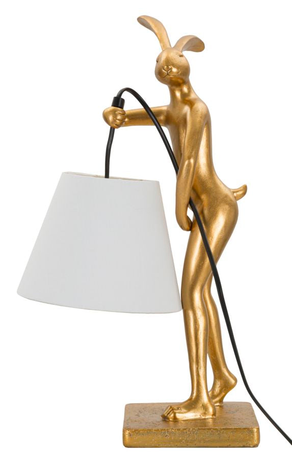 Tischlampe Hase Gold Weiß 47 cm – Tischleuchte