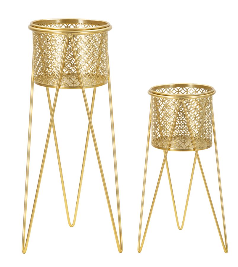 Blumenständer Nat Gold 2er Set – Pflanzenständer Deko