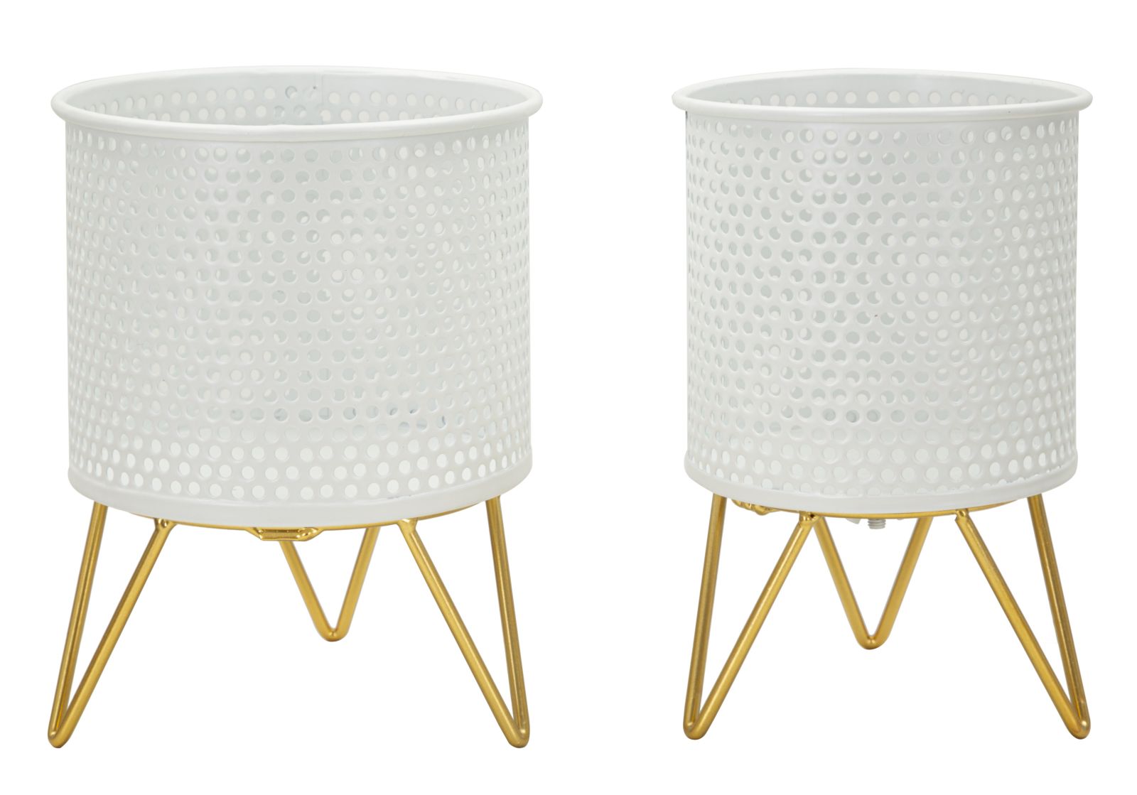 Blumenständer Gaspy Weiß Gold 2er Set Klein – Pflanzenständer