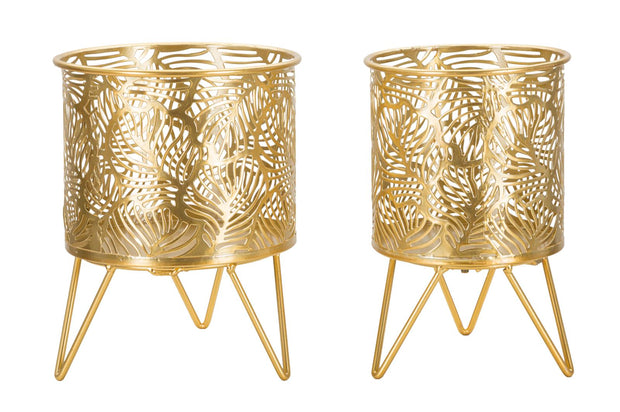 Blumenständer Naty Gold 2er Set Klein – Pflanzenständer Deko