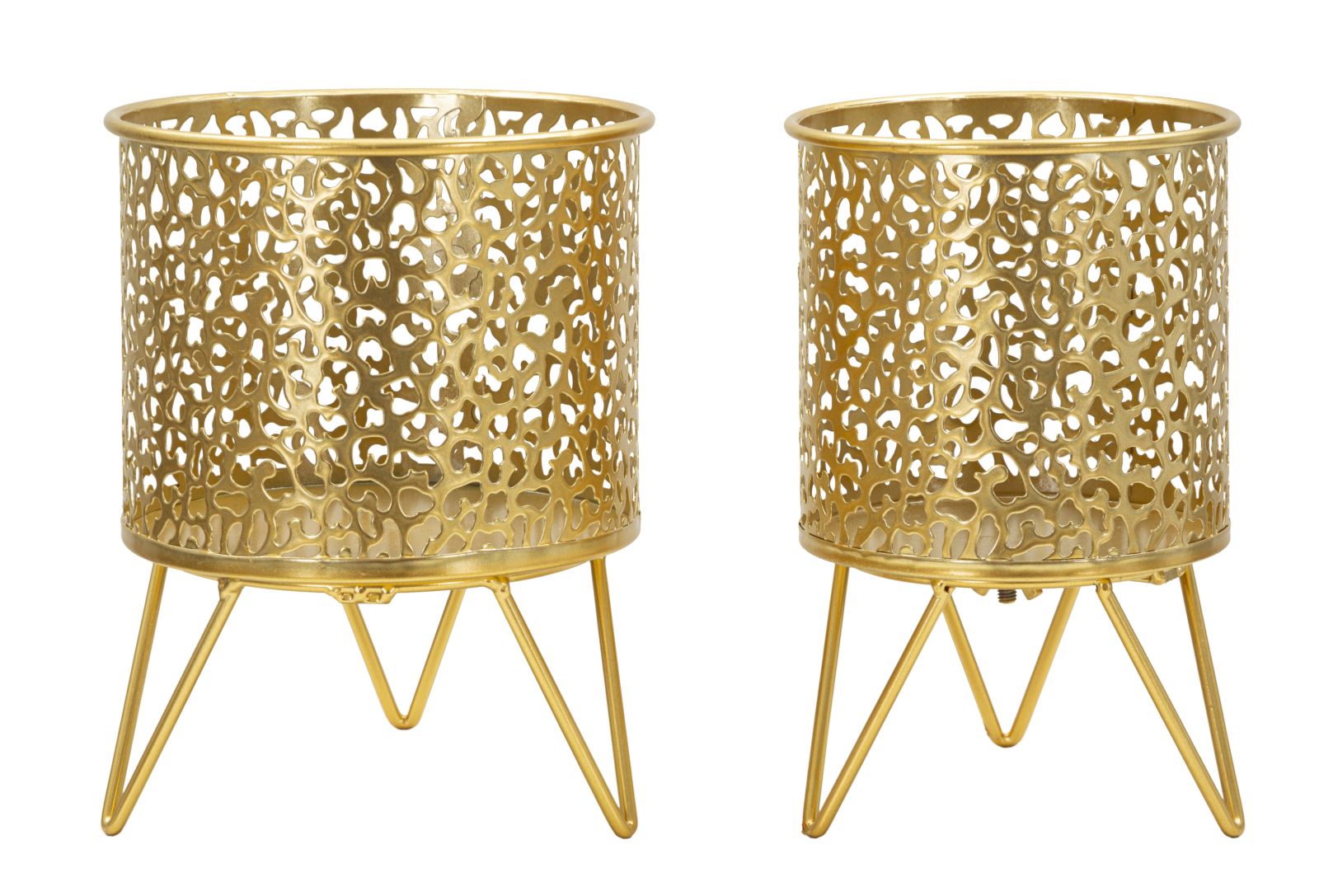 Blumenständer Piny Gold 2er Set Klein – Pflanzenständer Deko