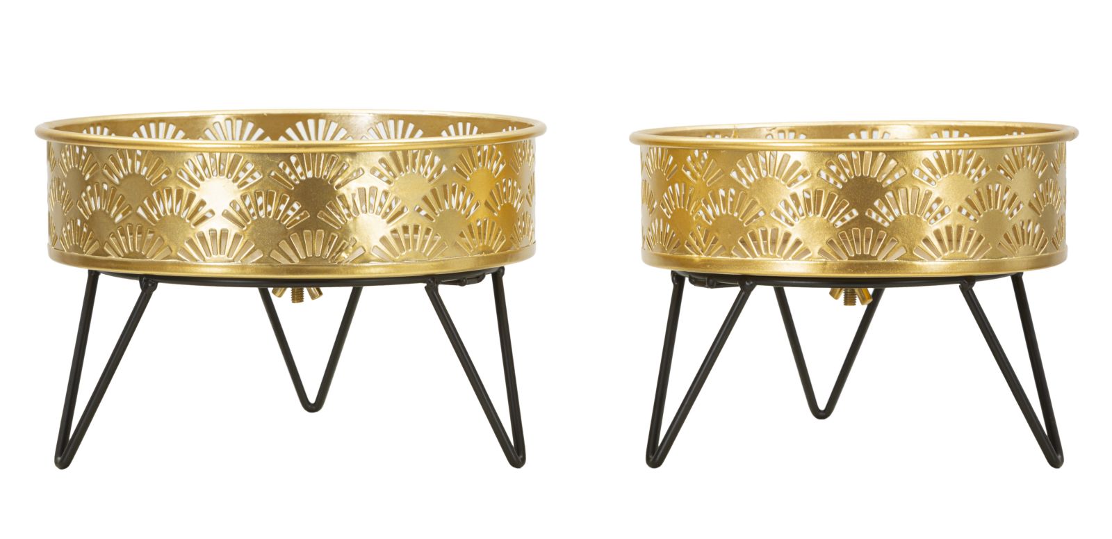 Blumenständer Zanny Gold Schwarz 2er Set – Pflanzenständer Deko