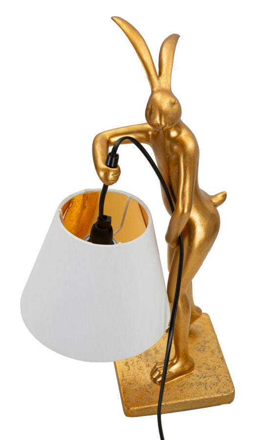 Tischlampe Hase Gold Weiß 47 cm – Tischleuchte