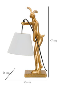 Tischlampe Hase Gold Weiß 47 cm – Tischleuchte