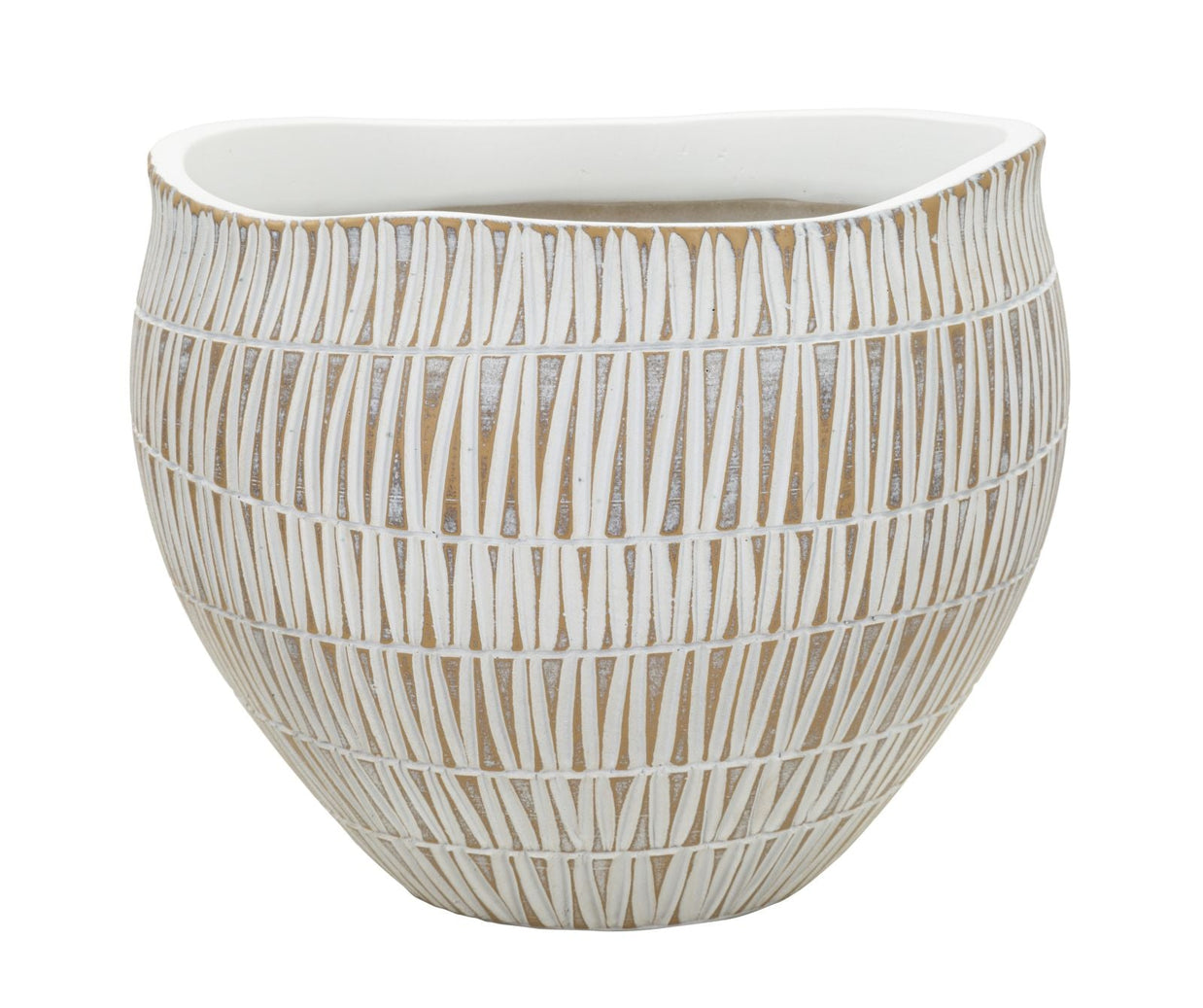 Vase Geometrisch Gold Weiß Rund – Blumenvase Deko